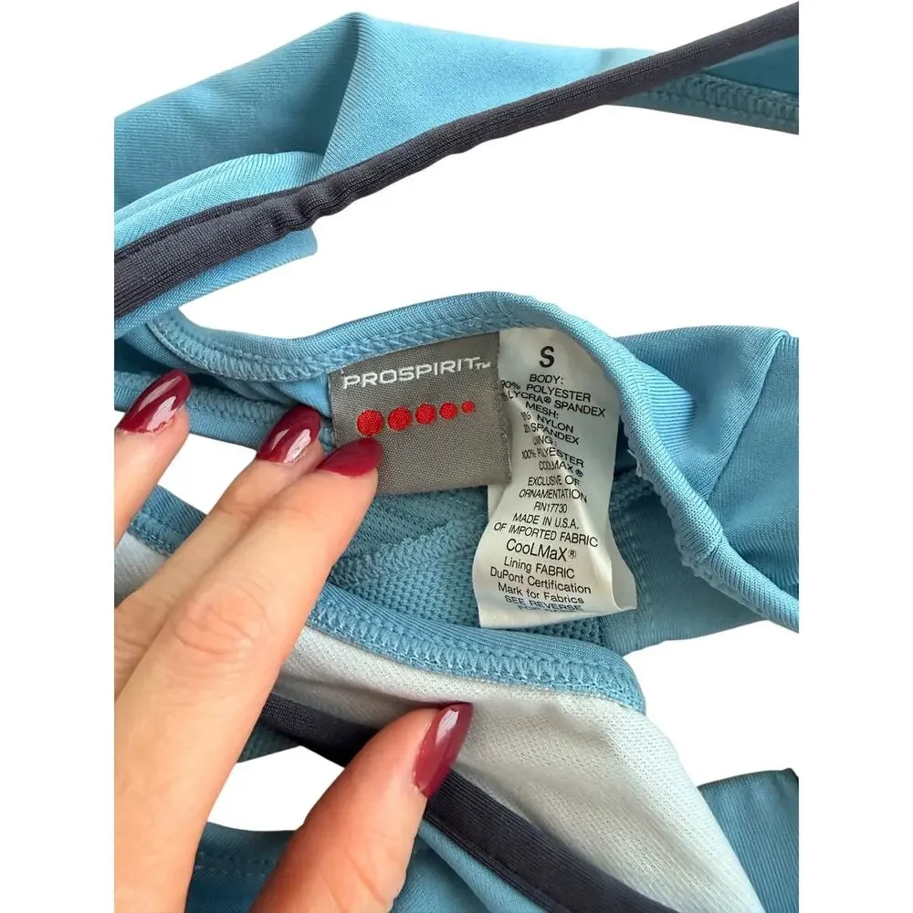 vintage y2k blue ruched sports bra pro spirit size small